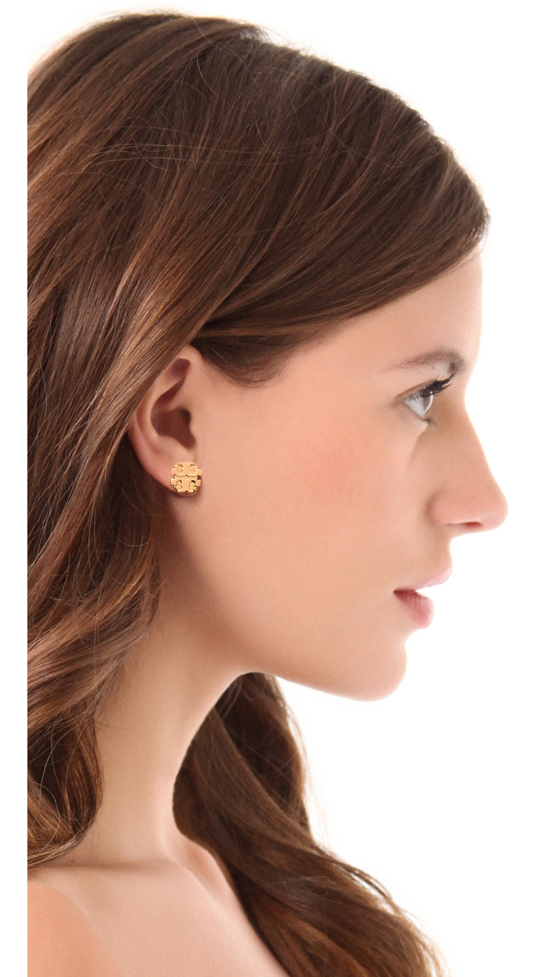 Tory Burch Large T Logo Stud Earrings - Gold in Metallic | Lyst Tory Burch Large T Logo Stud Earrings - Gold in Metallic | Lyst
