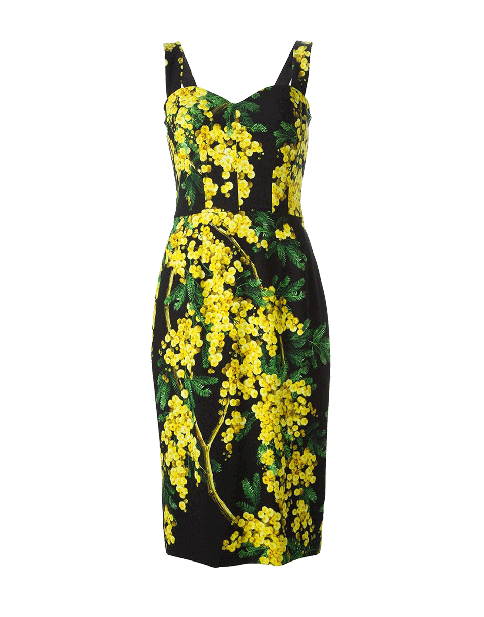Lyst - Dolce & gabbana Acacia Print Dress in Yellow