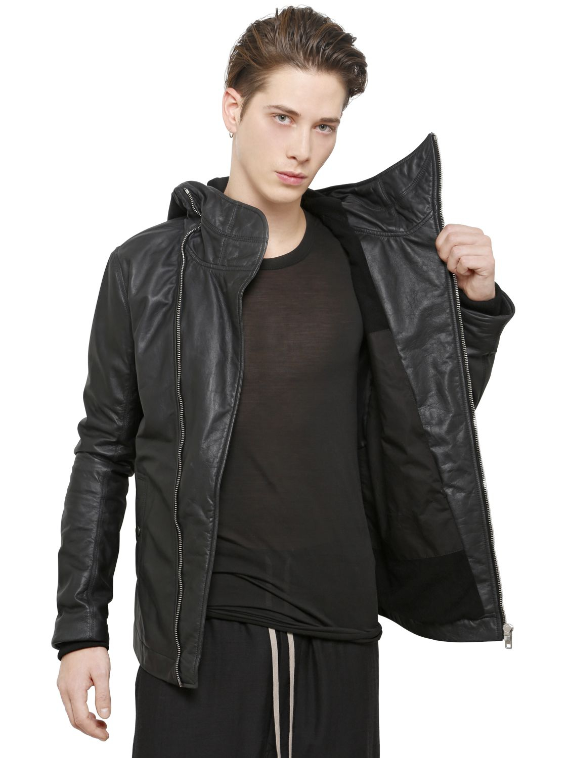 Men S Black Stoogers Lamb Leather Biker Jacket