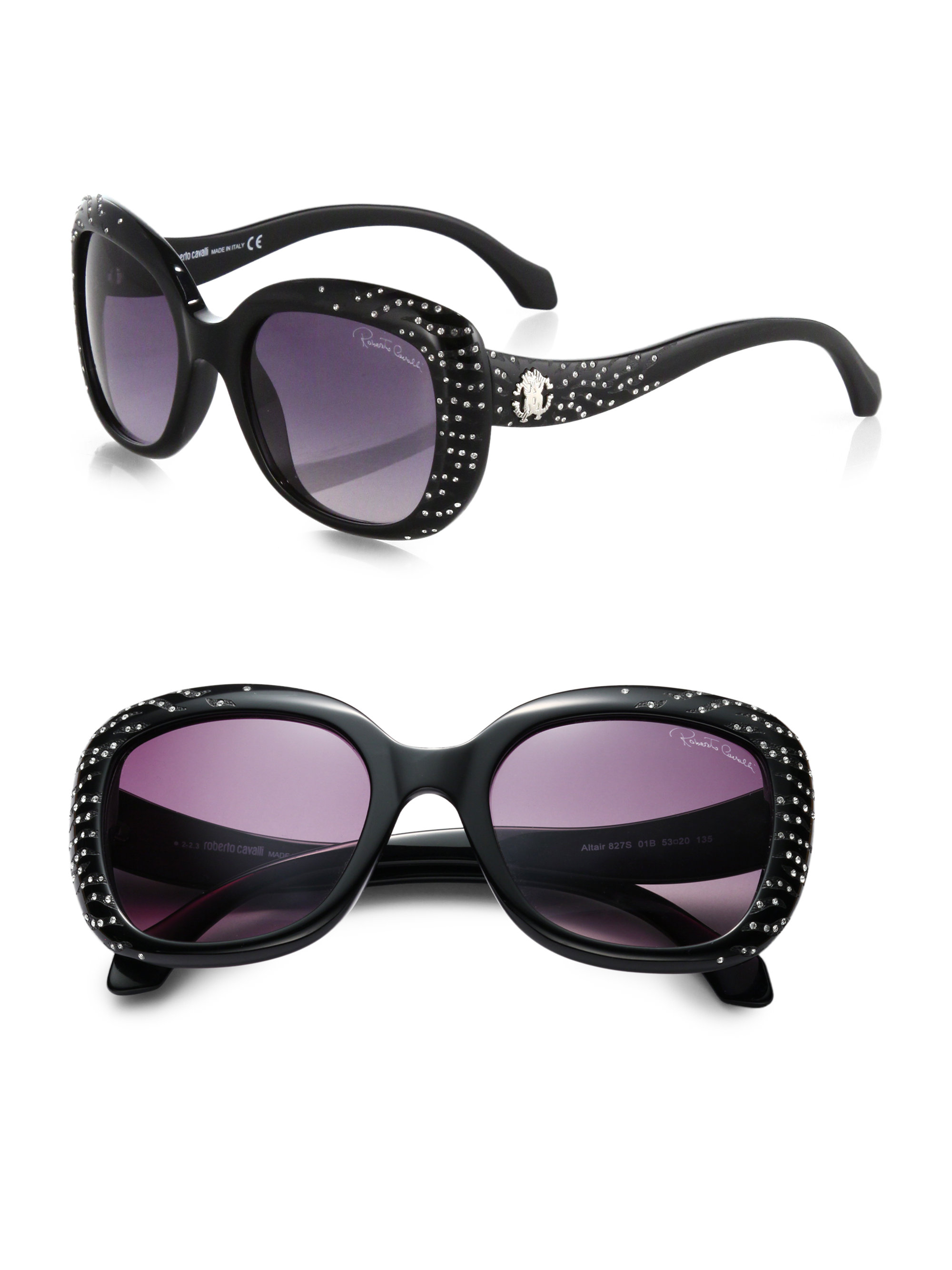 Roberto Cavalli Altair Swarovski Crystal Sunglasses in Black | Lyst
