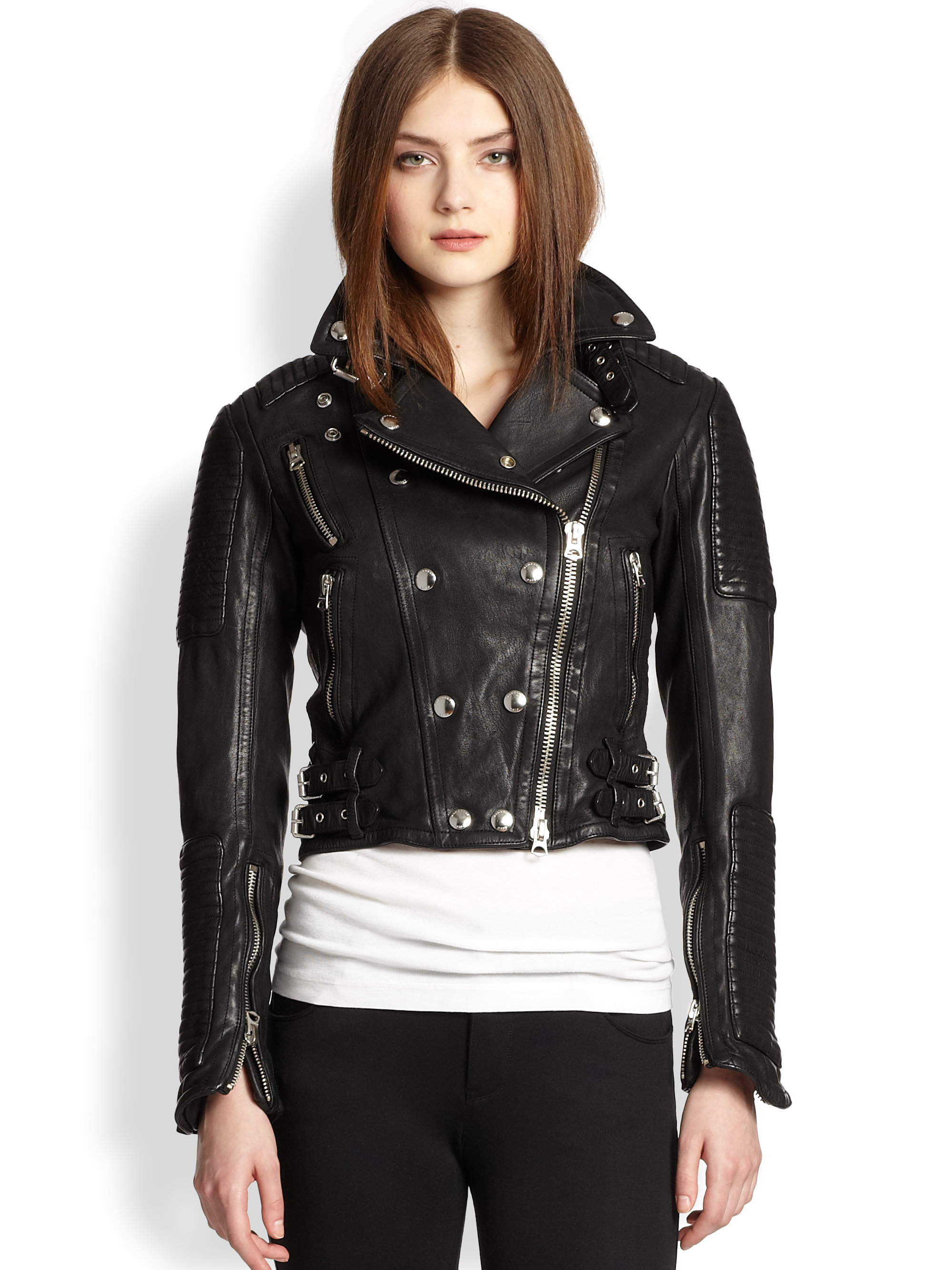 Burberry Brit Leather Jacket in Black | Lyst