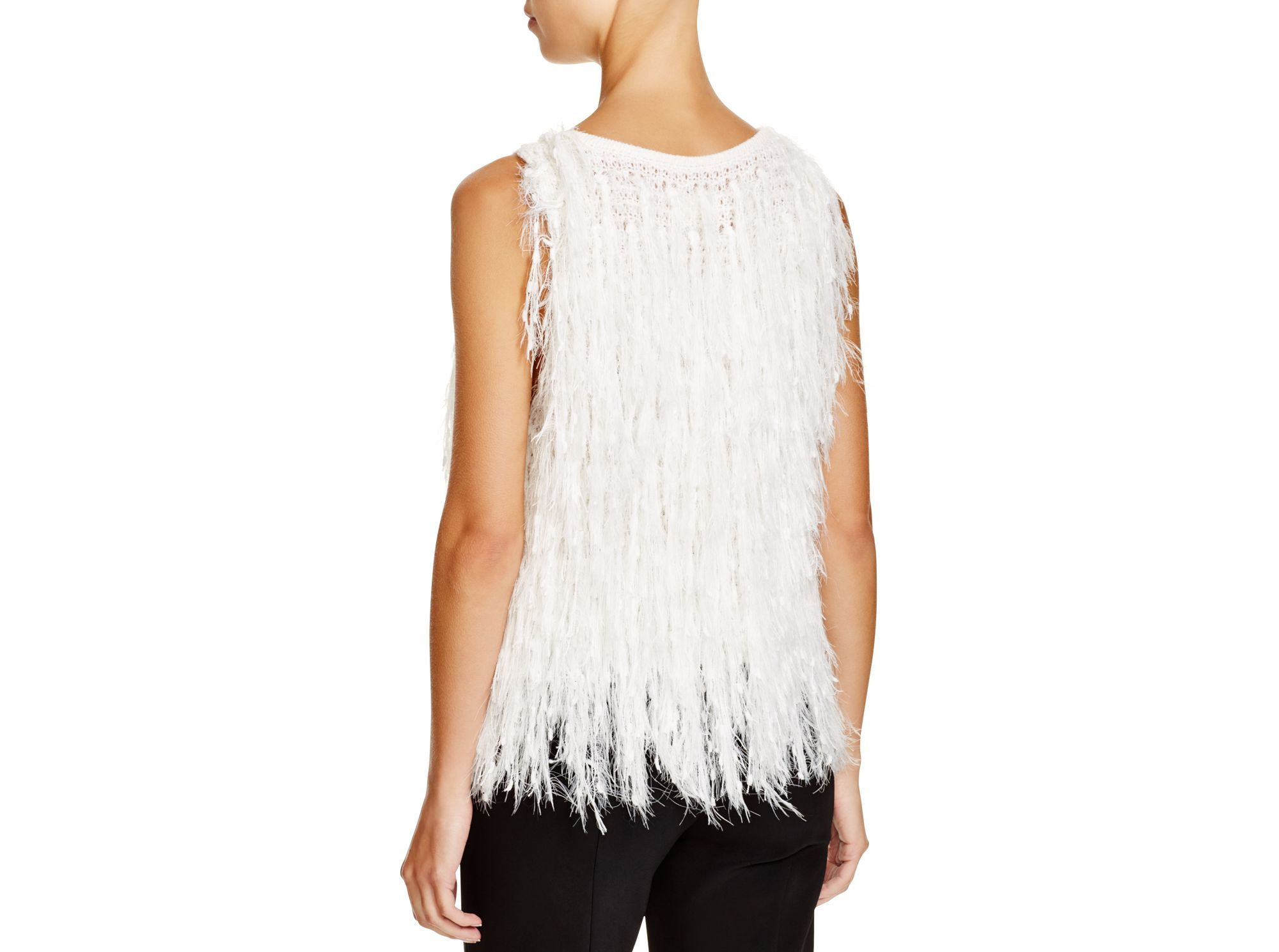 Lyst Dkny Delicate Fringe Top in White