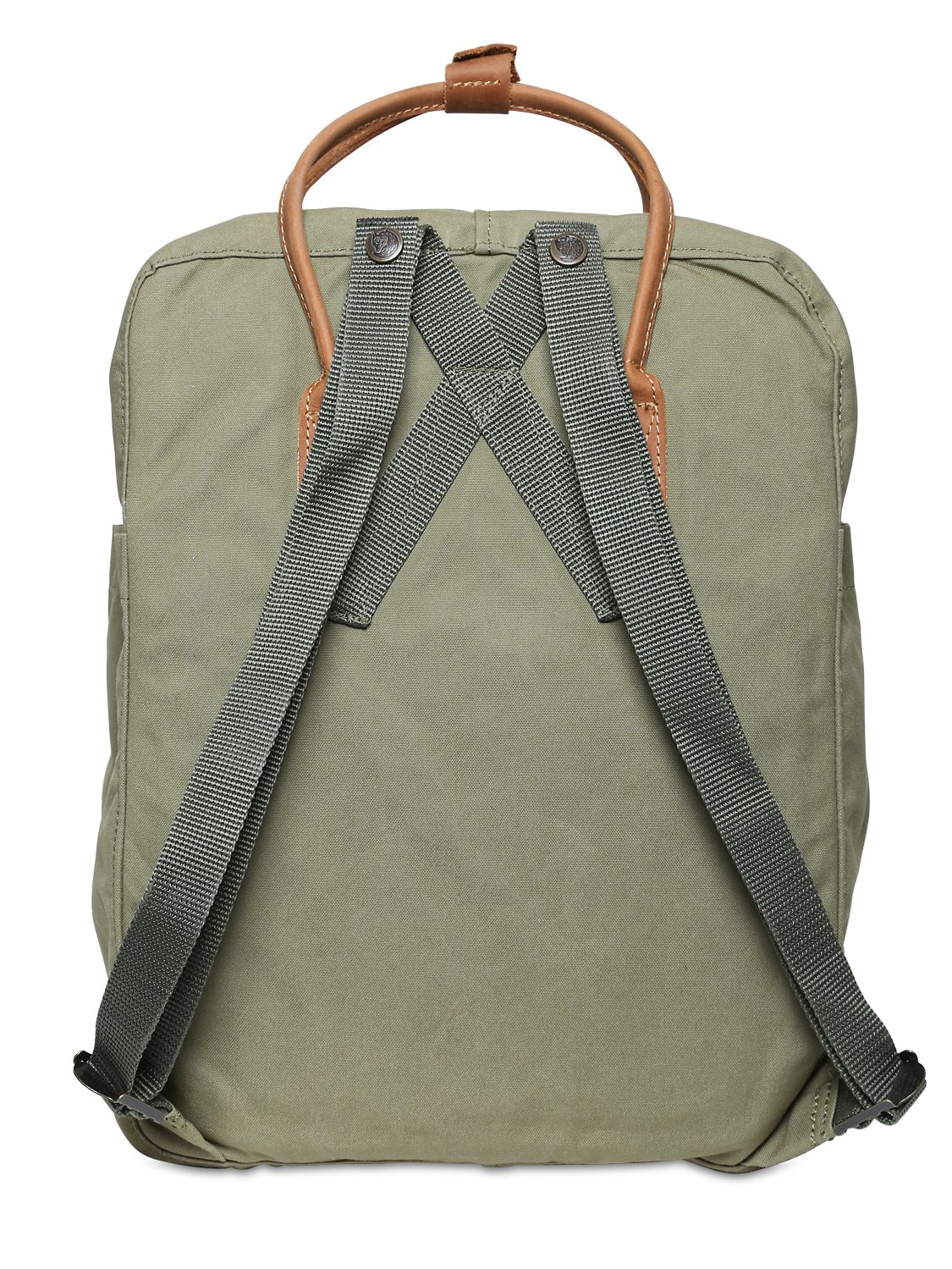 Fjallraven 16 L Kanken Canvas & Leather Backpack in Military Green (Green) - Lyst
