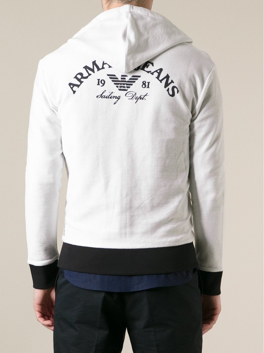 Armani Jeans Reversible Hoodie in White for Men Lyst