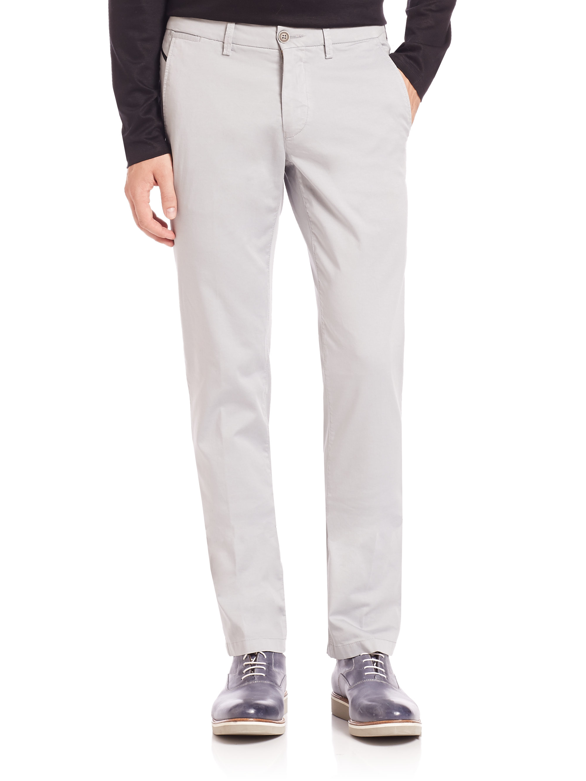 Saks fifth avenue Stretch Cotton Chinos in Gray for Men (grey) | Lyst