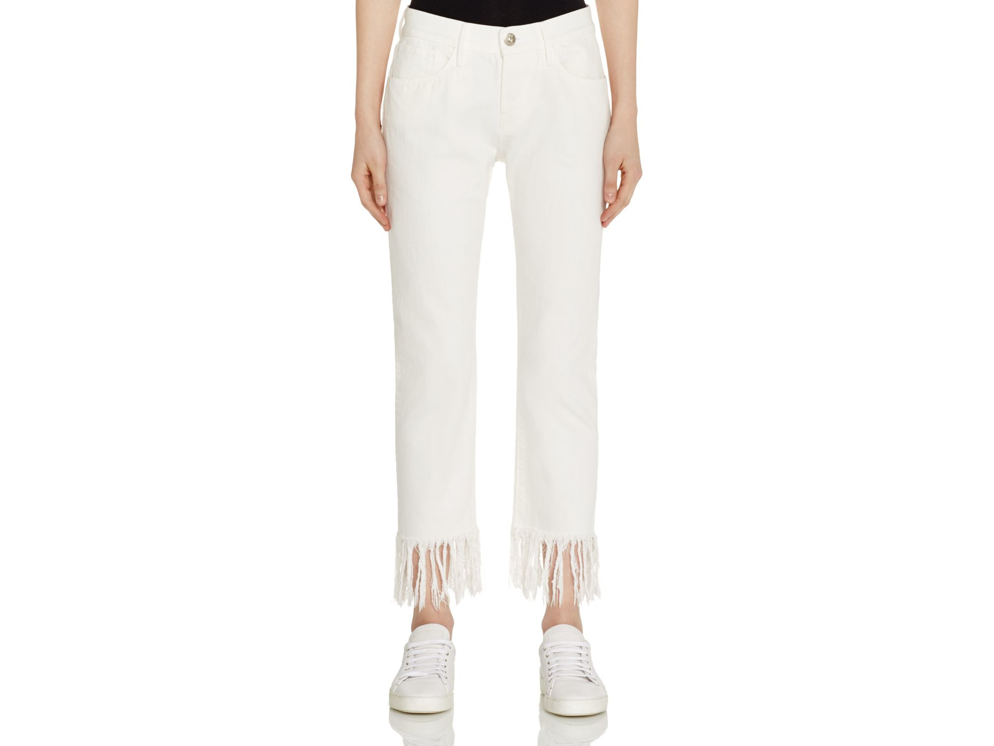3x1 Denim Fringed Straight Cropped 