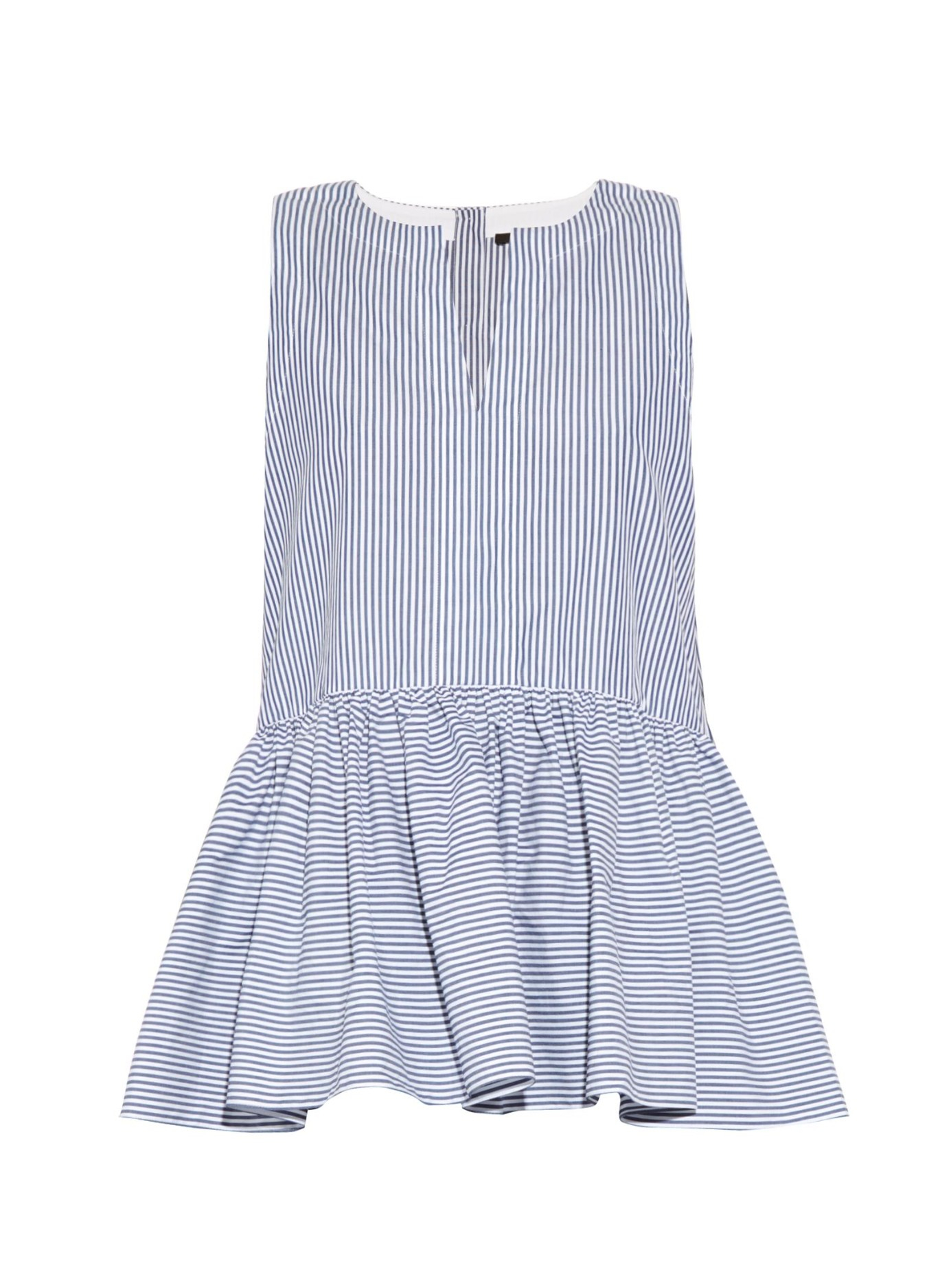 blue and white striped peplum top