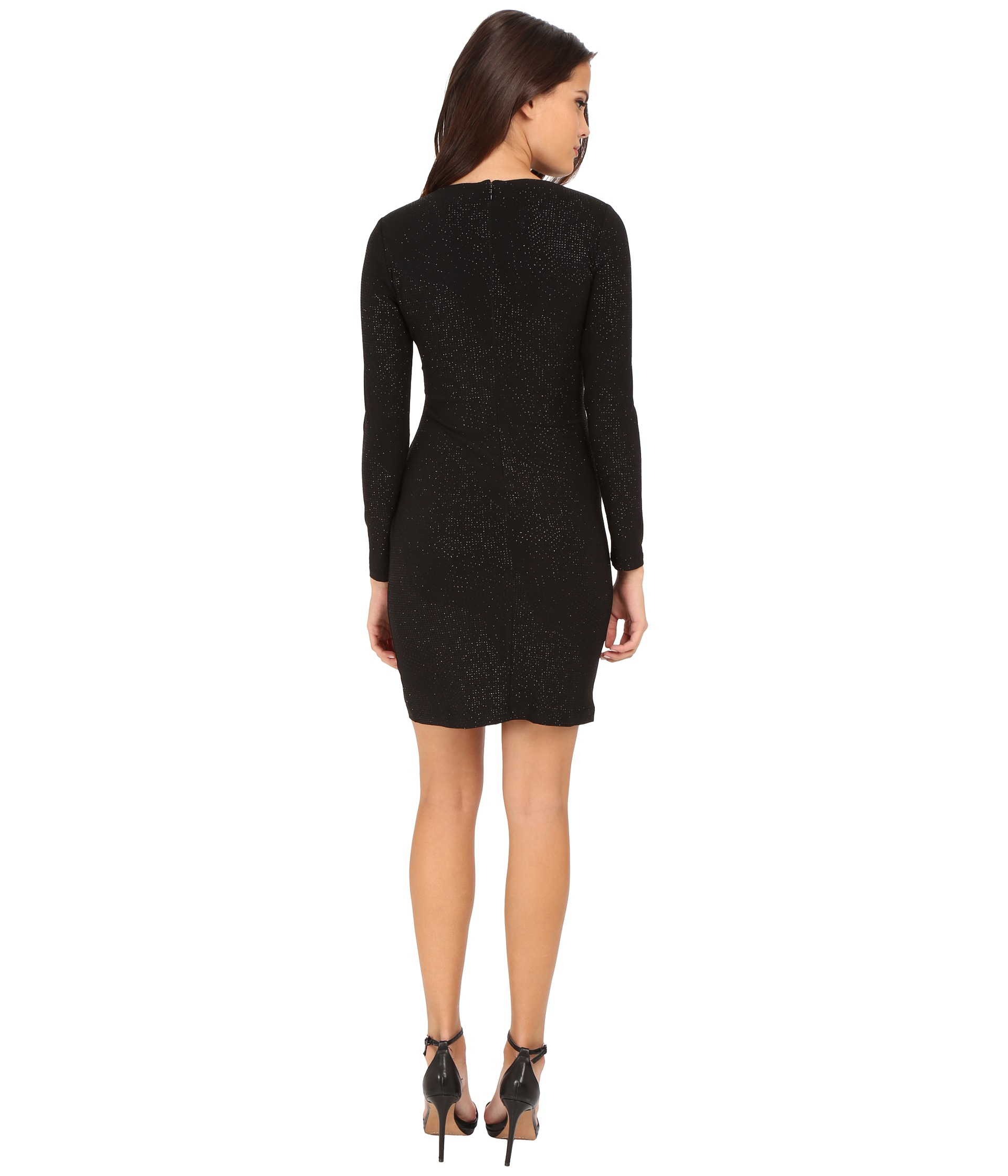 Calvin Klein Side Ruched Long Sleeve Dress in Black - Lyst