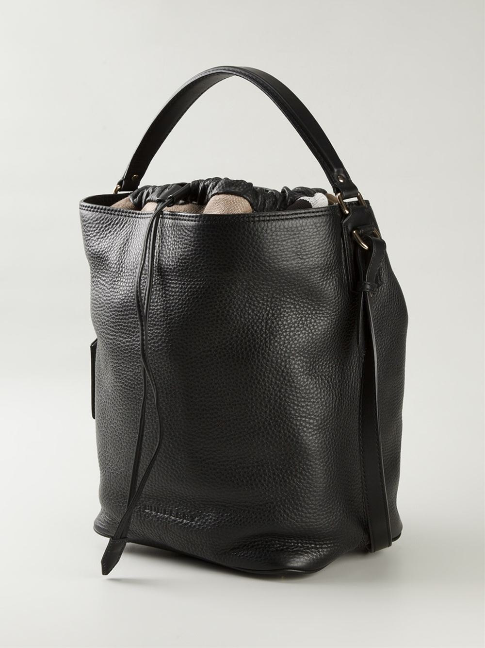 Burberry Bucket Calf-Leather Shoulder Bag in Black | Lyst