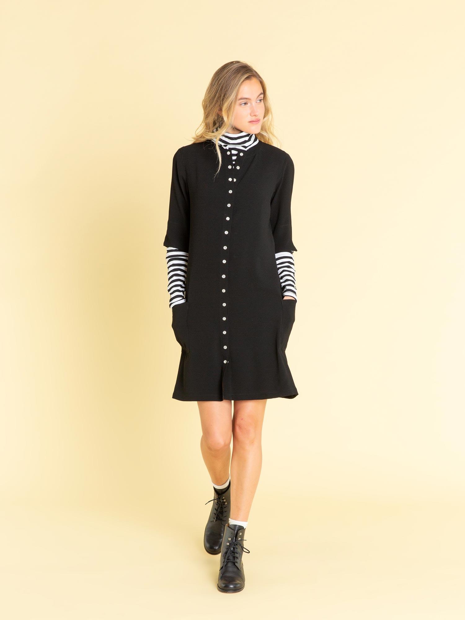 agnÃ¨s b. Black Crepe Snap Dress - Lyst