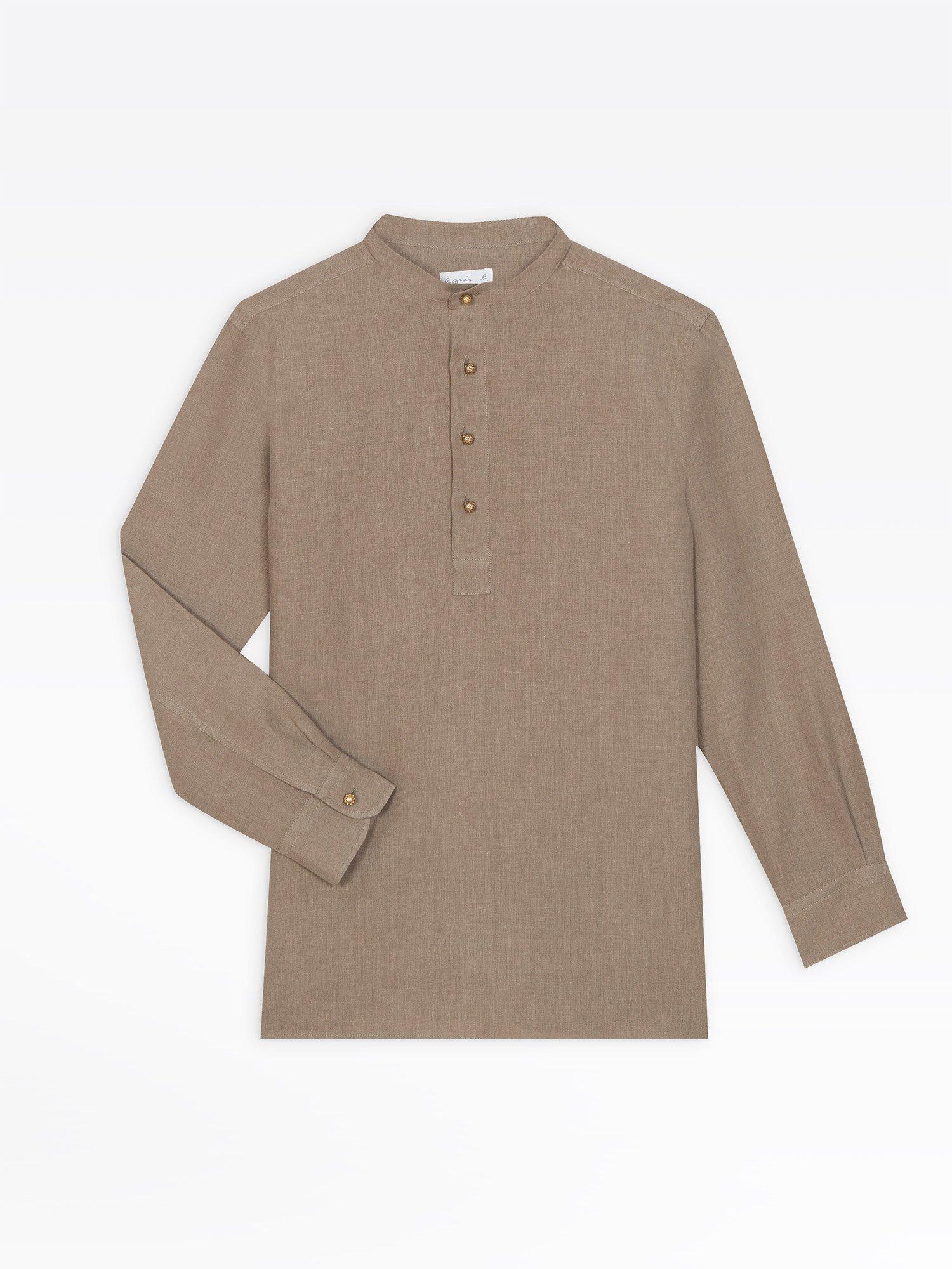 agnès b. Taupe Linen Tunic Blouse in Brown - Lyst