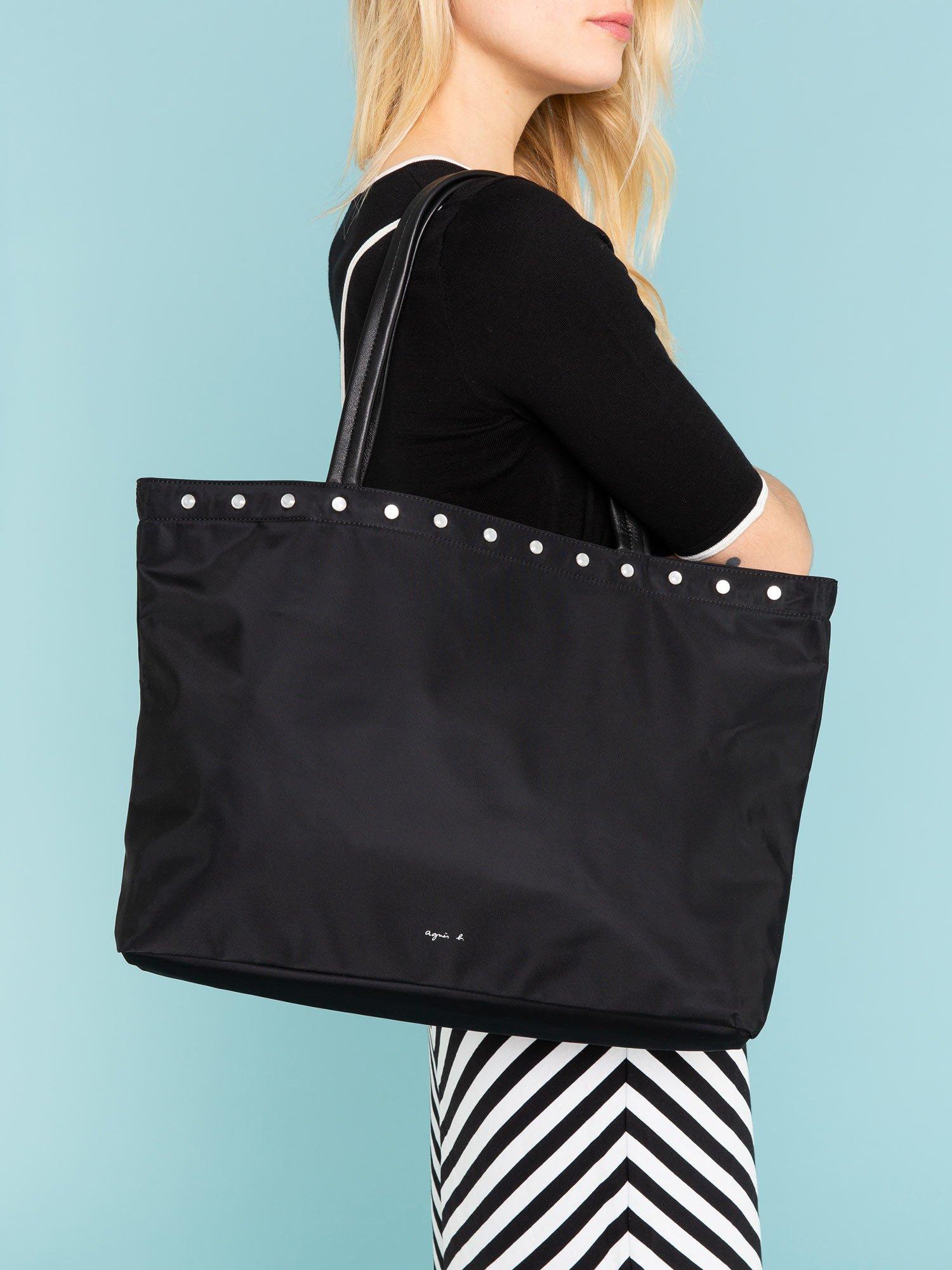 agnÃ¨s b. Synthetic Black Nylon Snap Tote Bag - Lyst