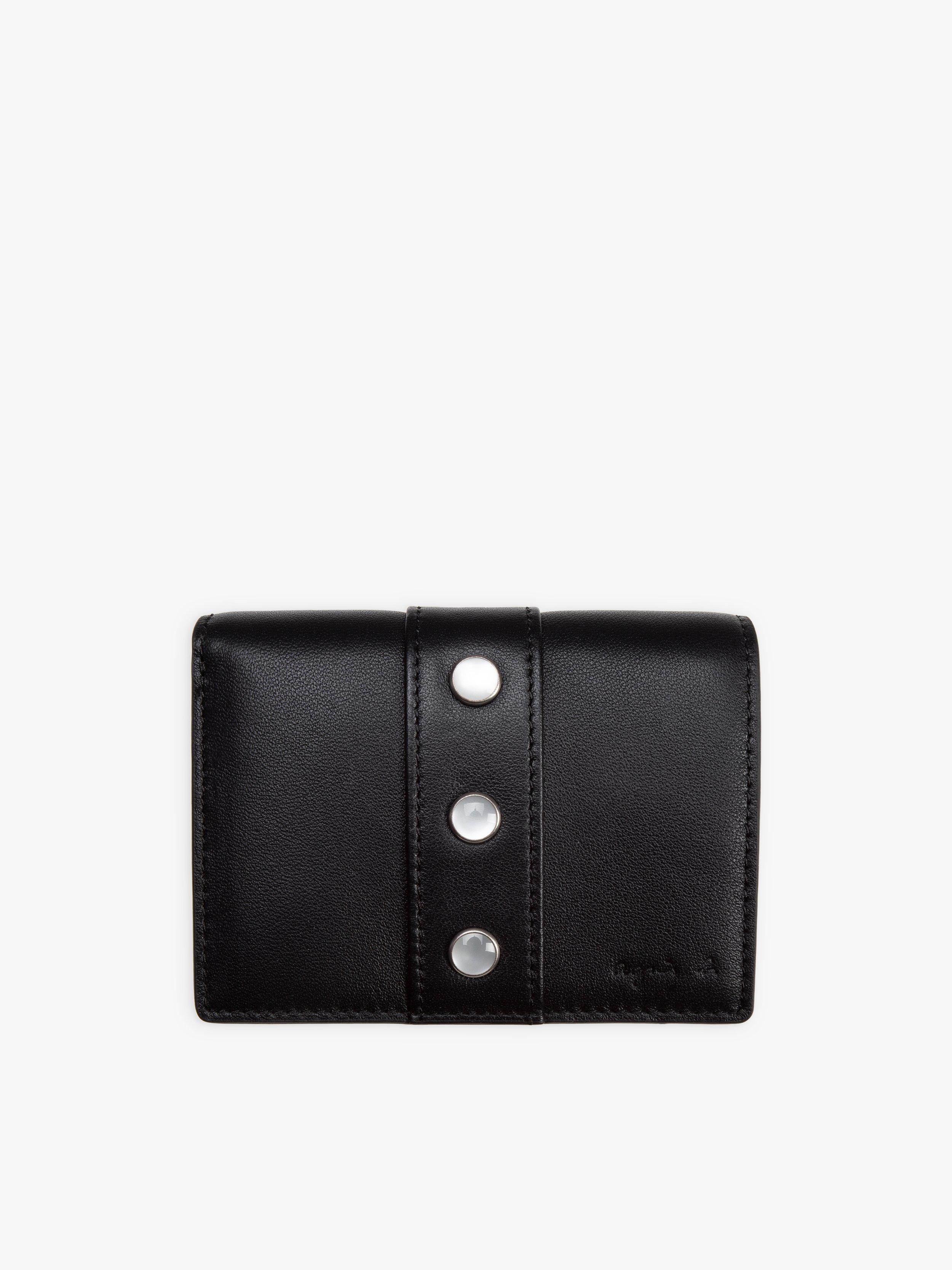 agnès b. Black Folding Leather Wallet With Press Stud Closure | Lyst