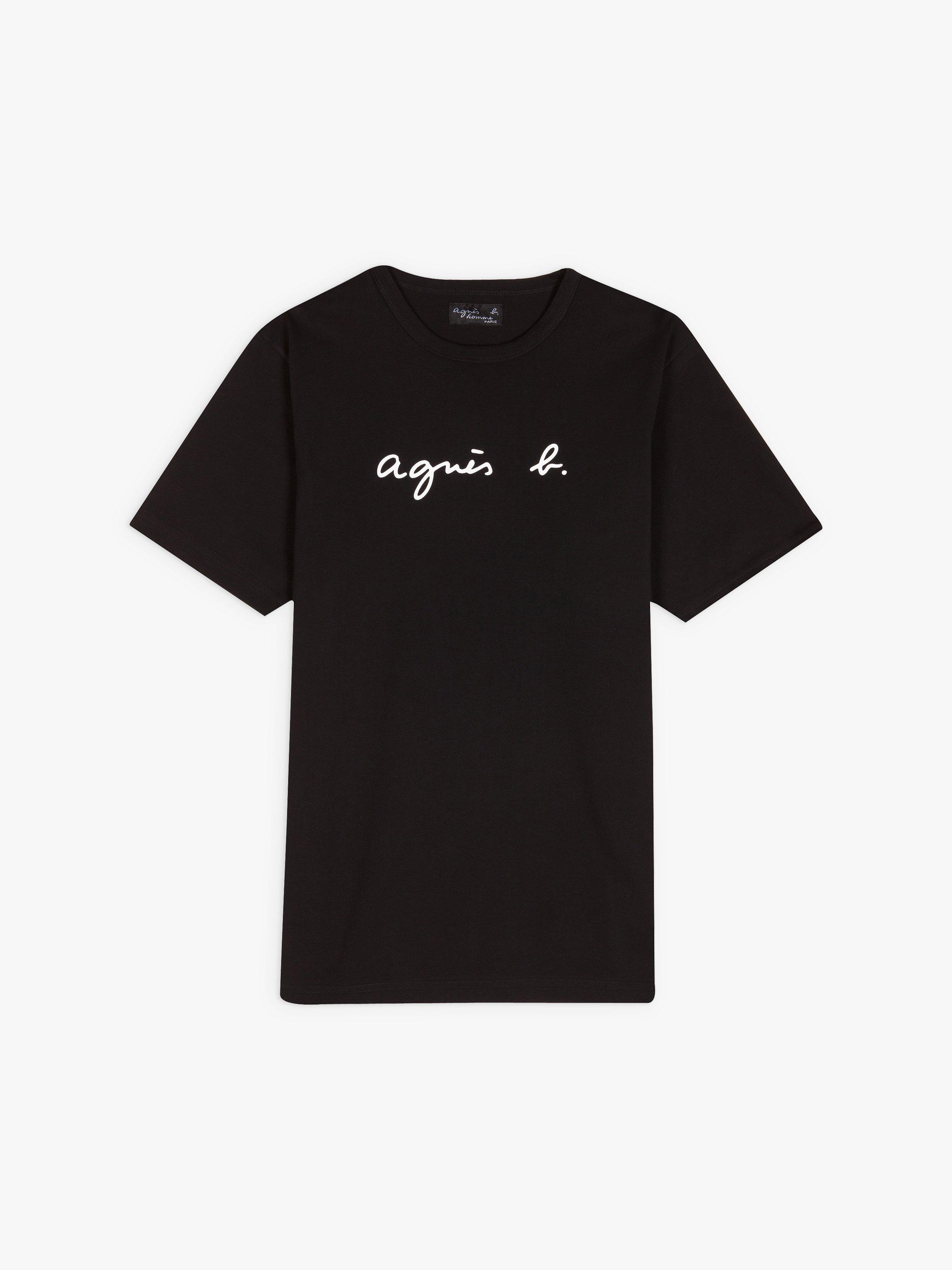 agnès b. Cotton Black Short Sleeves "agnès B." Tshirt for Men Lyst