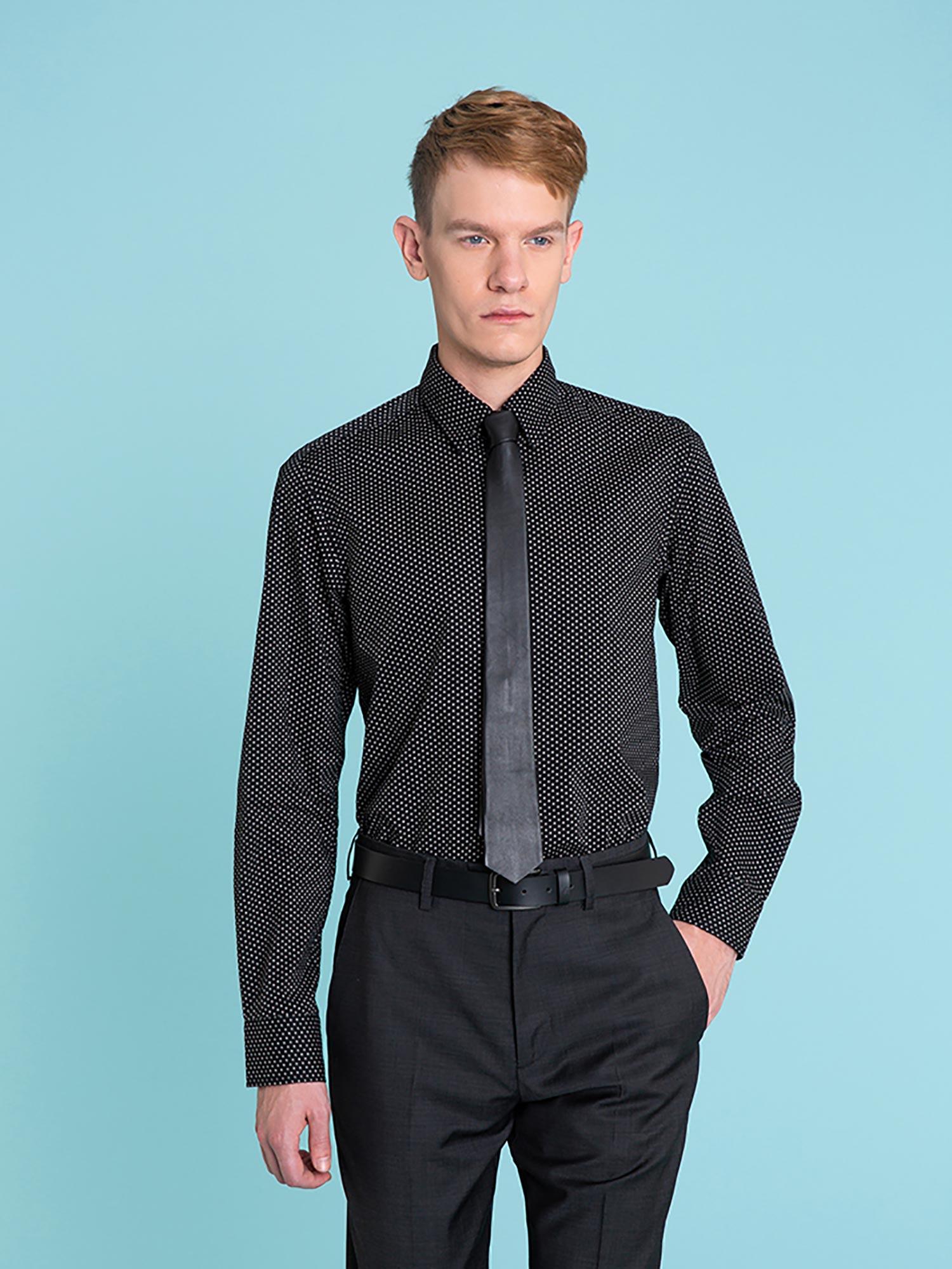 Black Polka Dots Shirt Tom for Men 