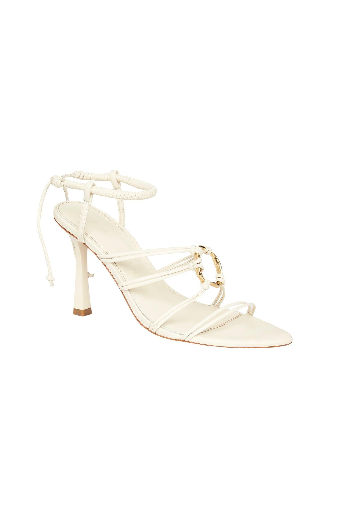 Aje. Mirage Leather Strappy Heel Sandal in White | Lyst
