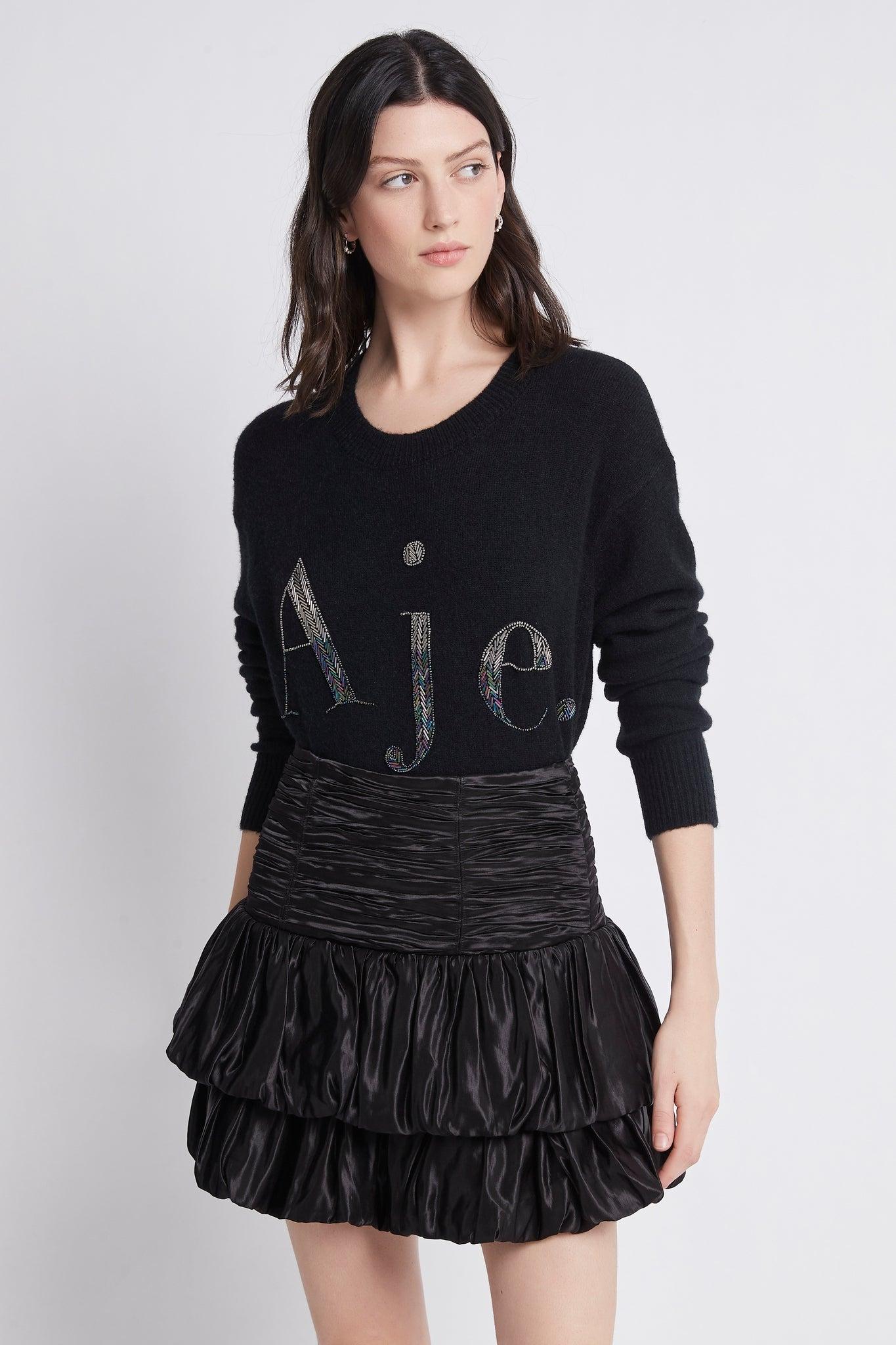 Aje. Wool Eddison Knit Jumper in Black 