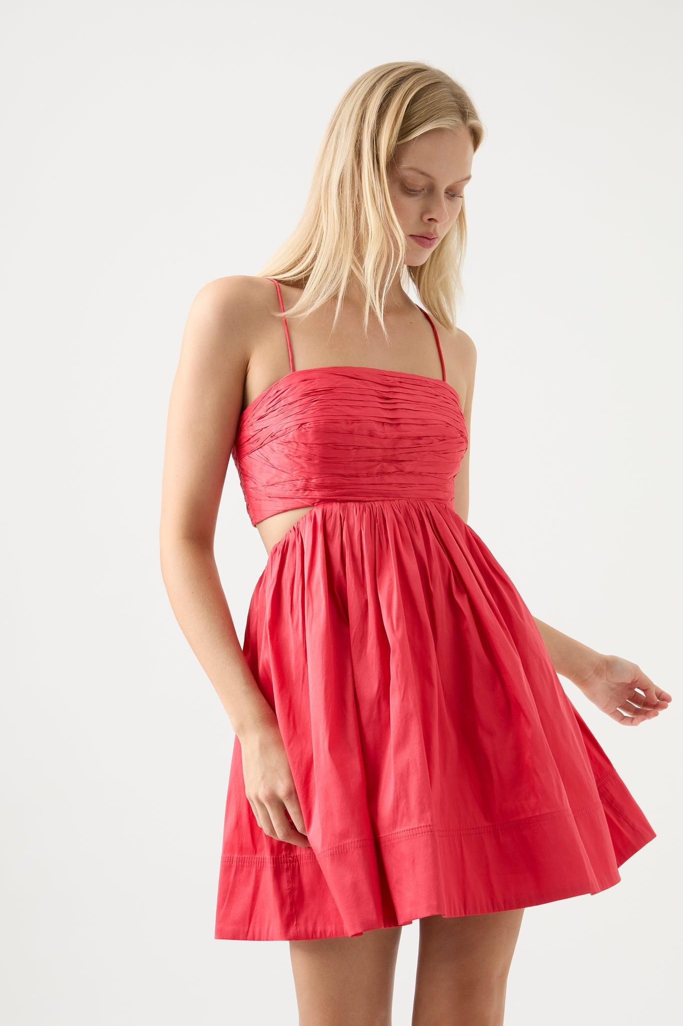 Aje. Liza Ruched Baby Doll Dress in Red | Lyst