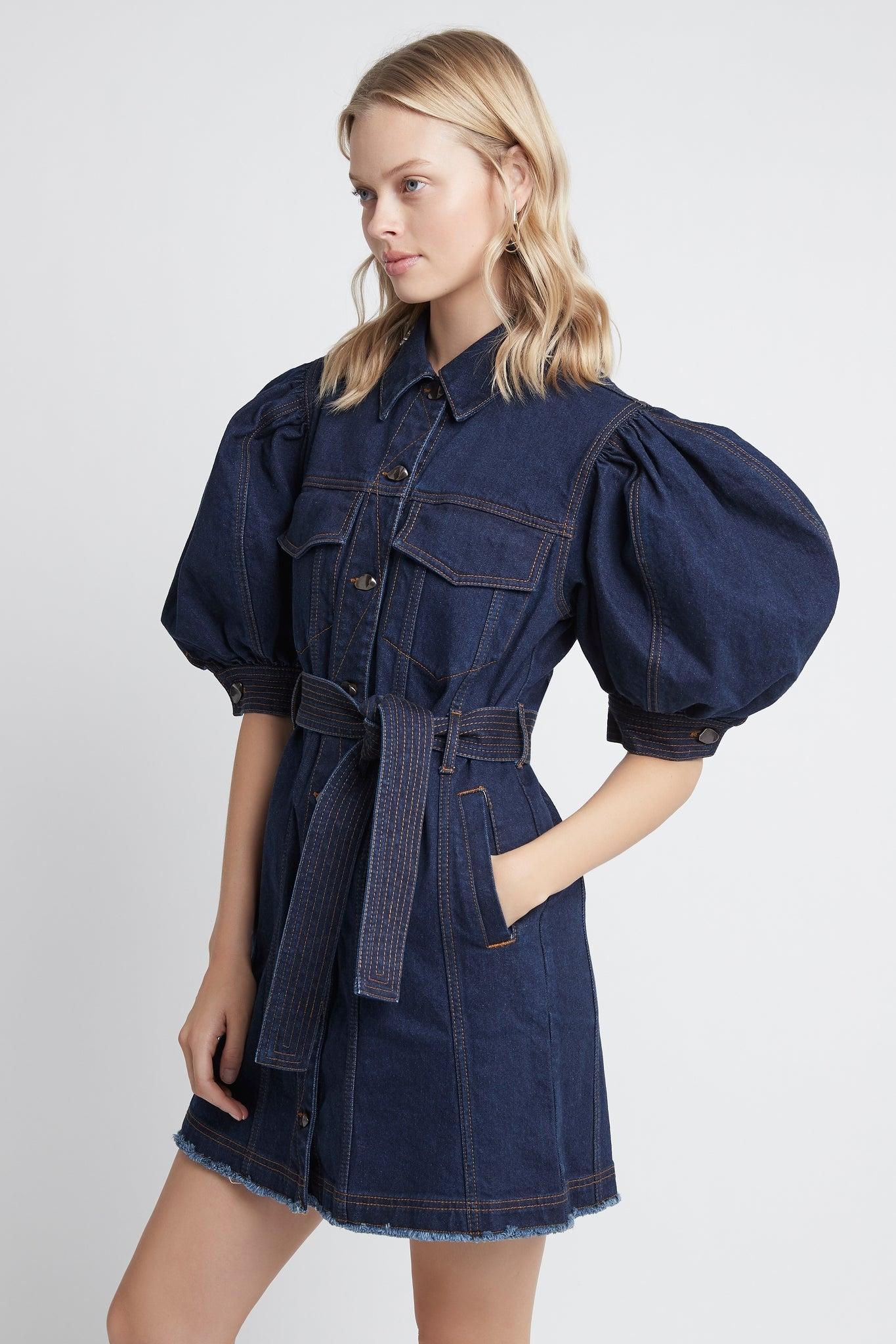 white christmas dresses Amara Denim Maxi Dress-SKY WASH / 6 main image 1