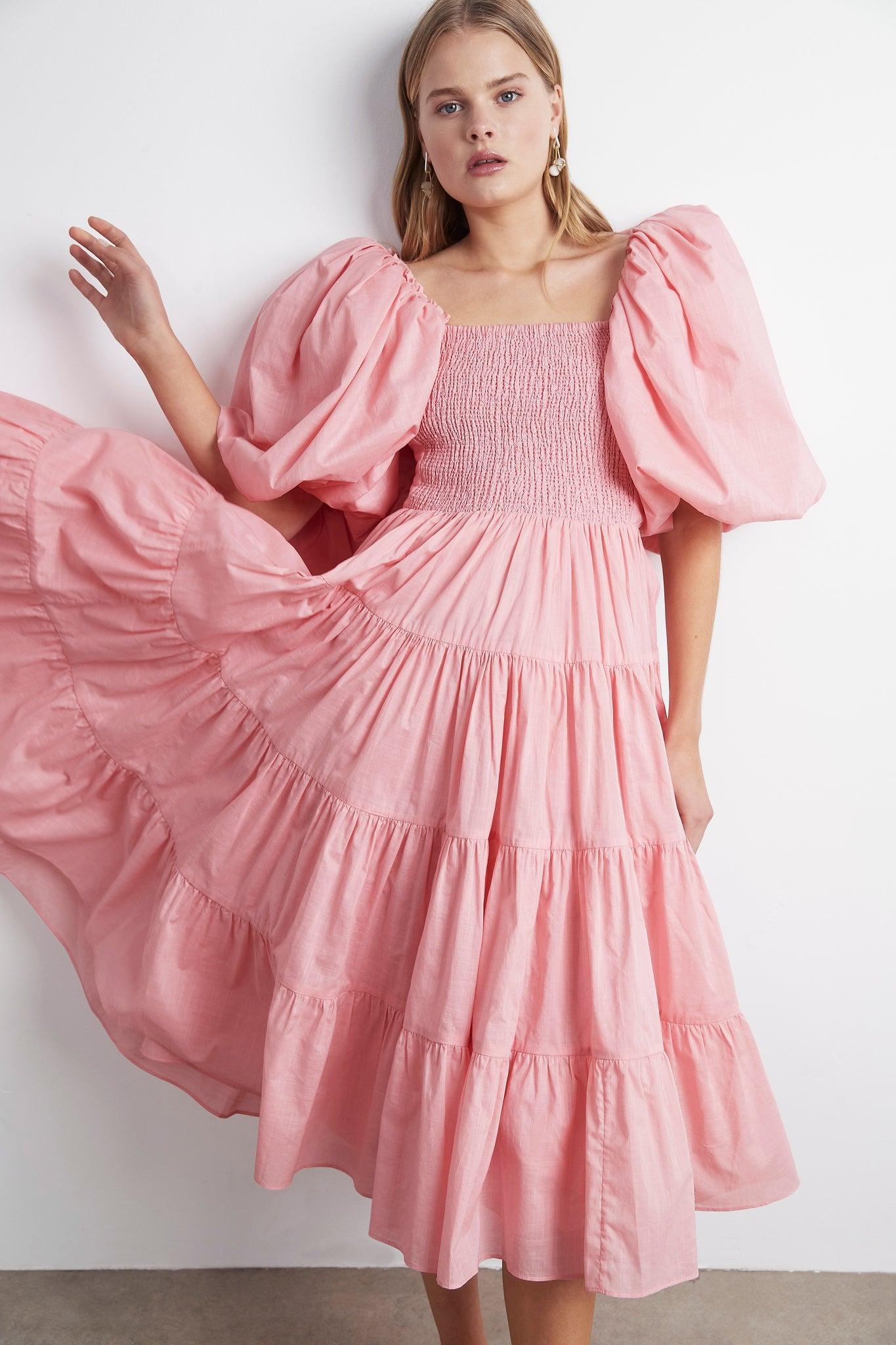 Aje. Linen Cherished Midi Dress in Soft 