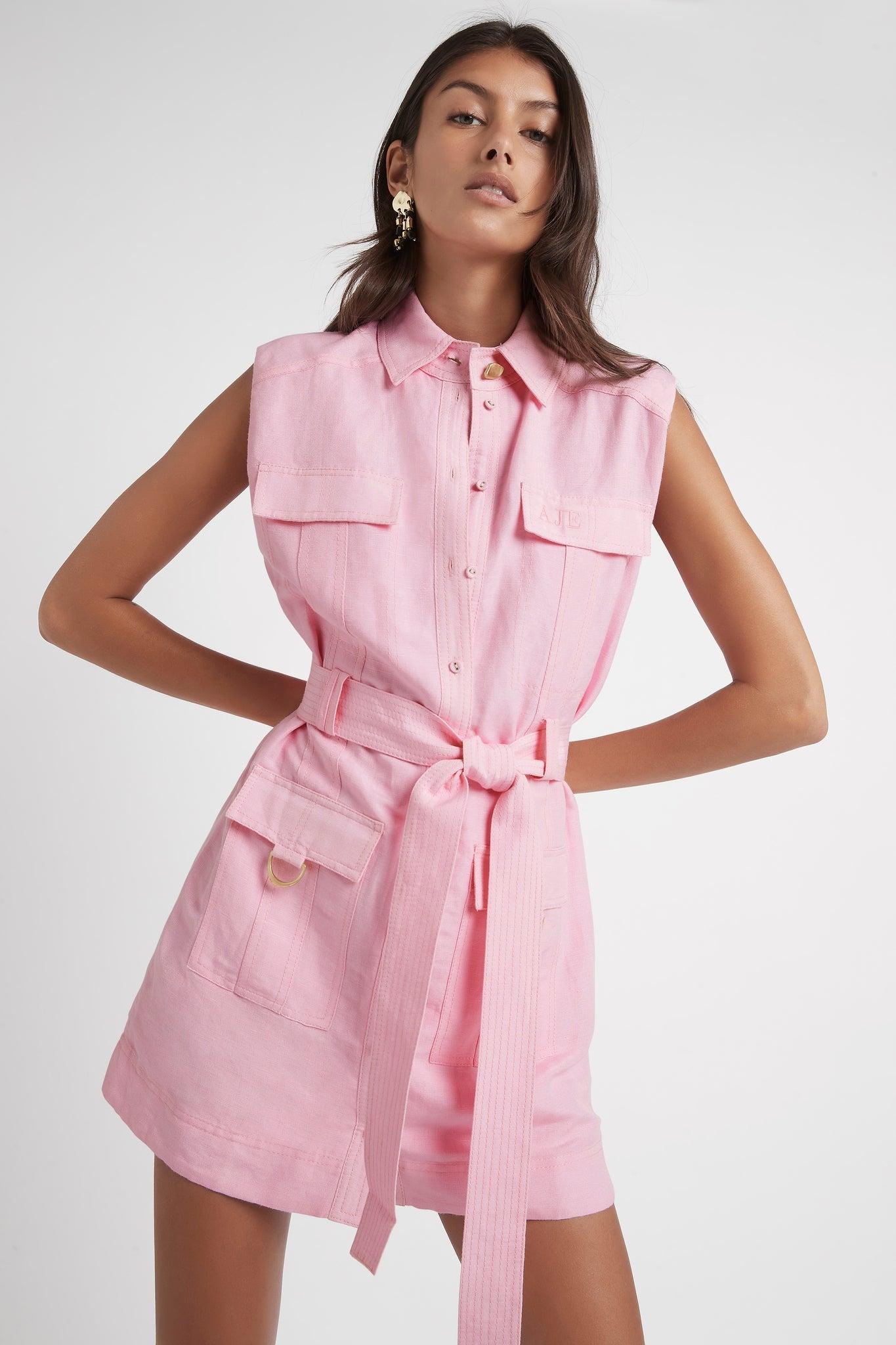 linen utility dress