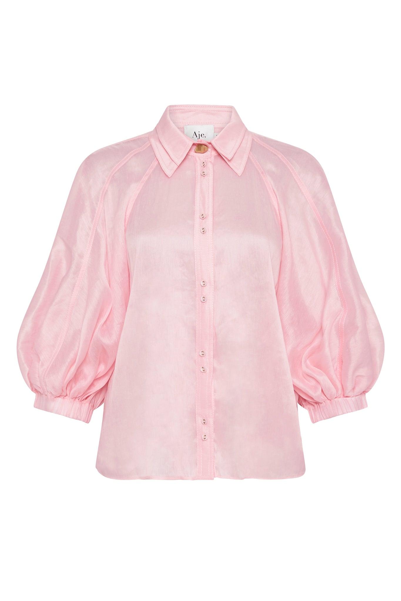 Aje. Palms Puff Sleeve Shirt in Pink | Lyst
