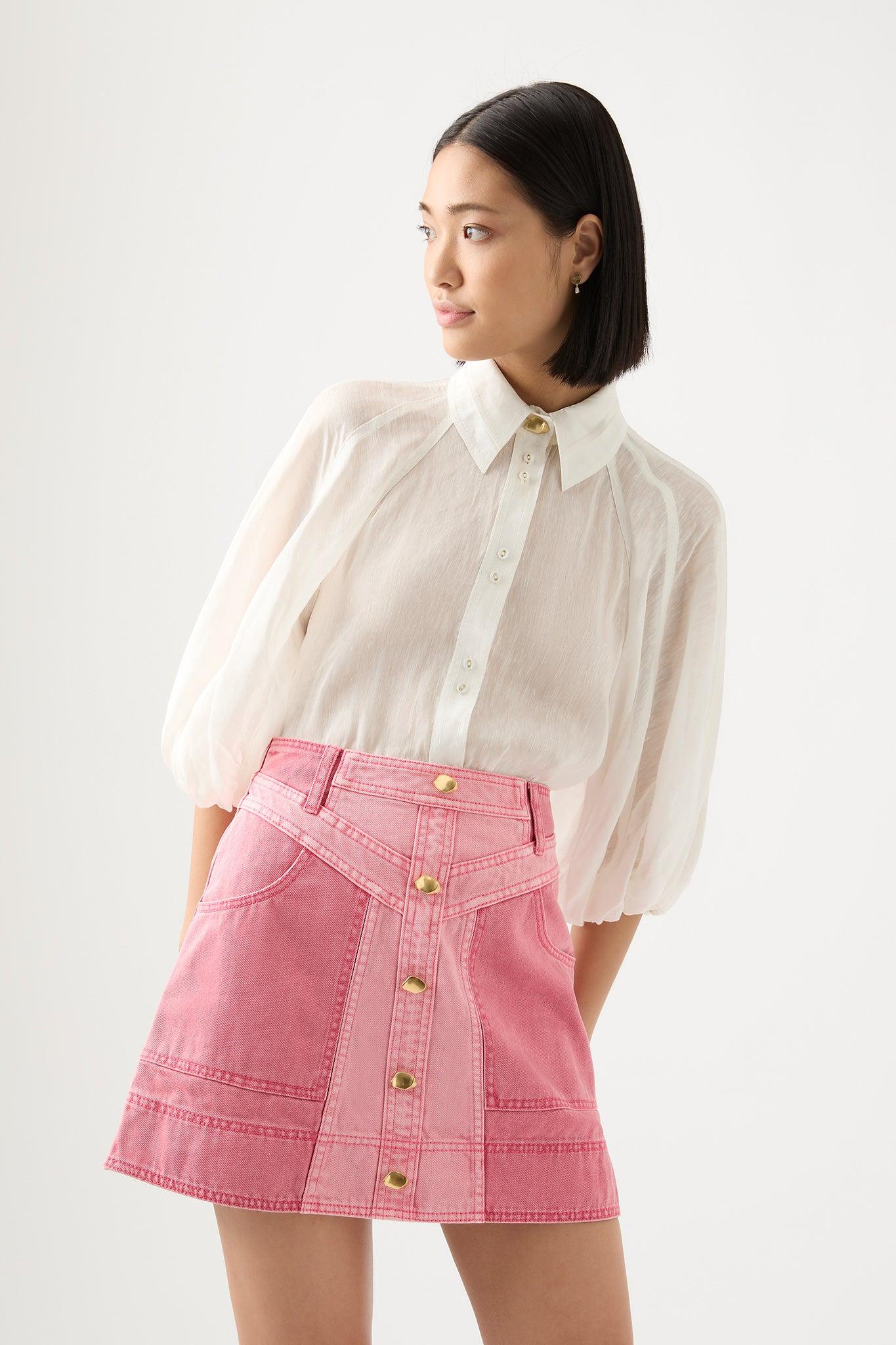 Aje. Shades Denim Mini Skirt in Pink Lyst