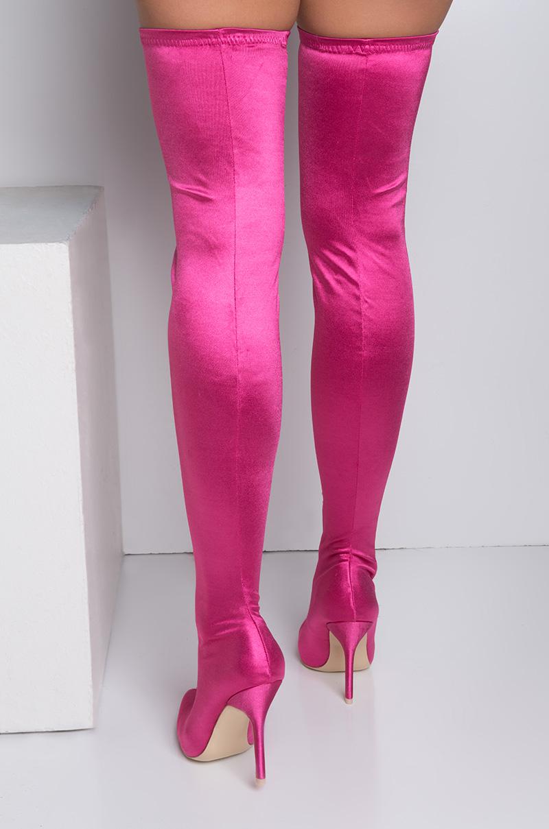 fuchsia knee high boots