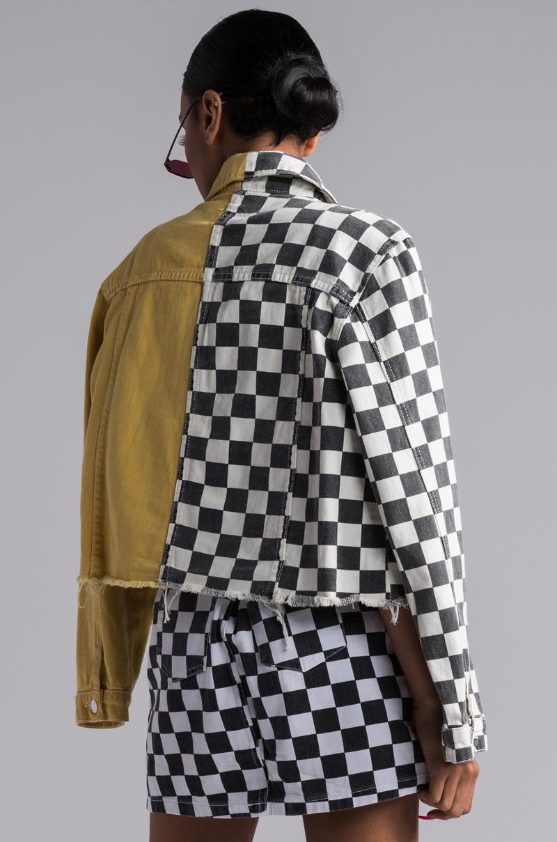 checkered jean jacket