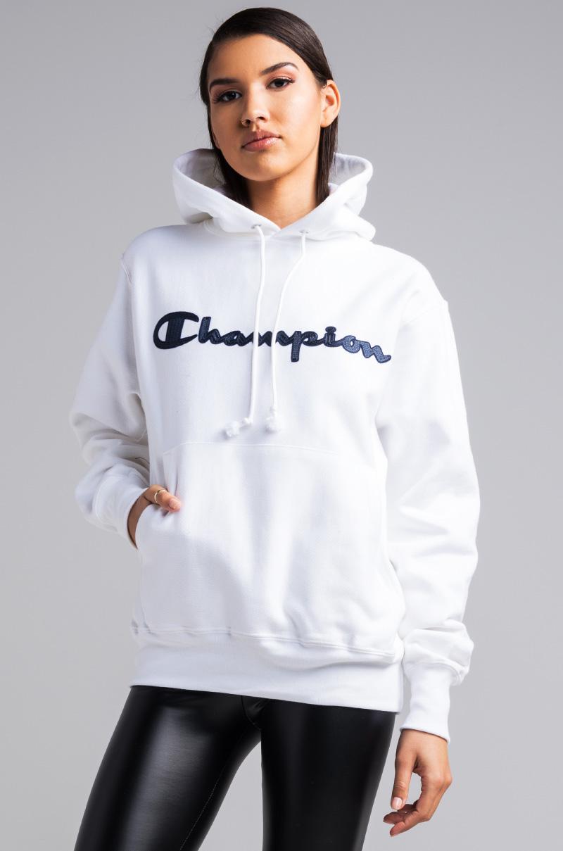 champion script reverse weave hooded sweatshirt