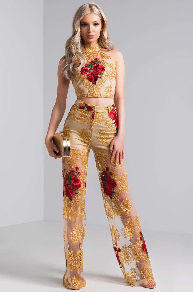 Sheer Embroidered Pants 