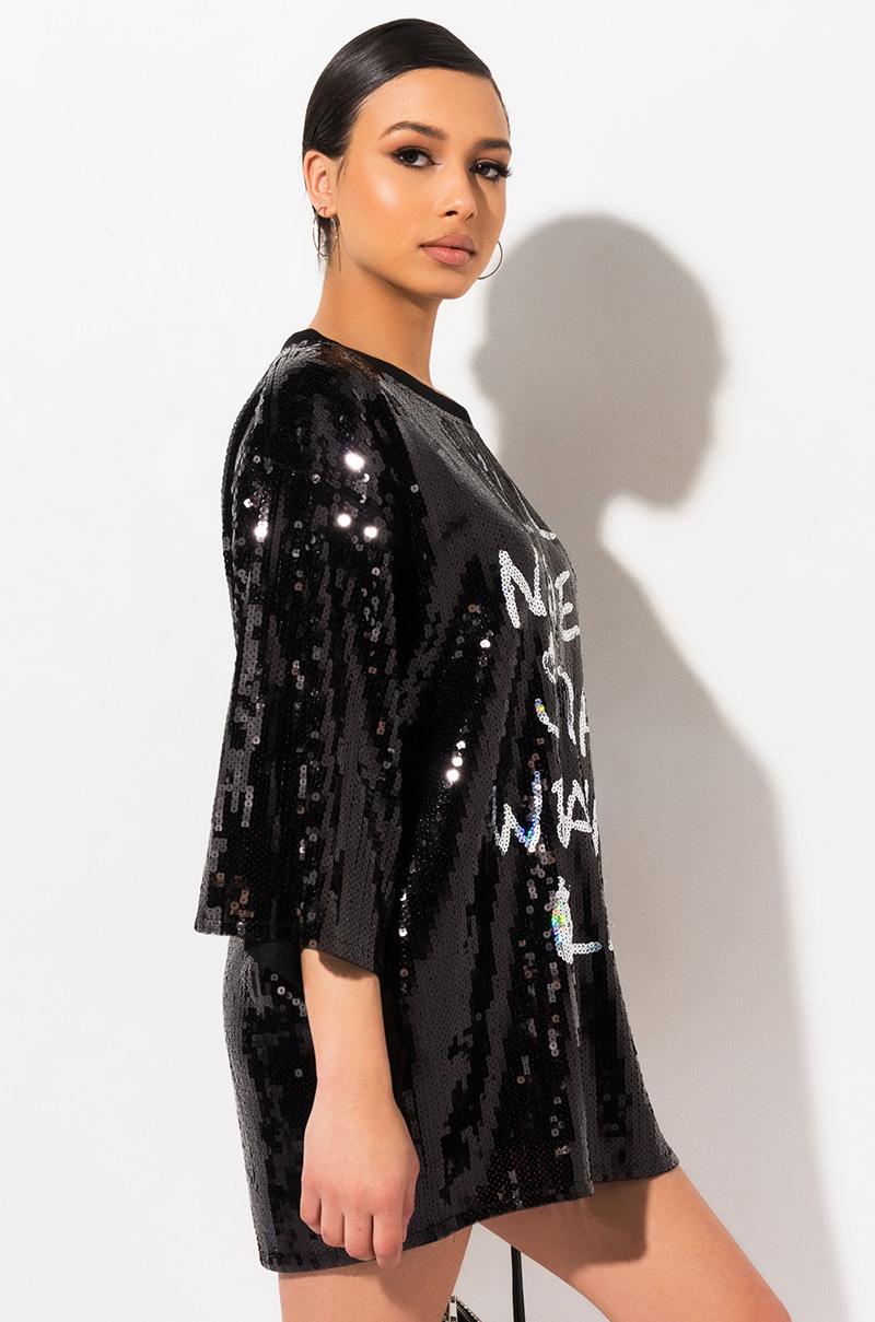 silver and black sequin dress