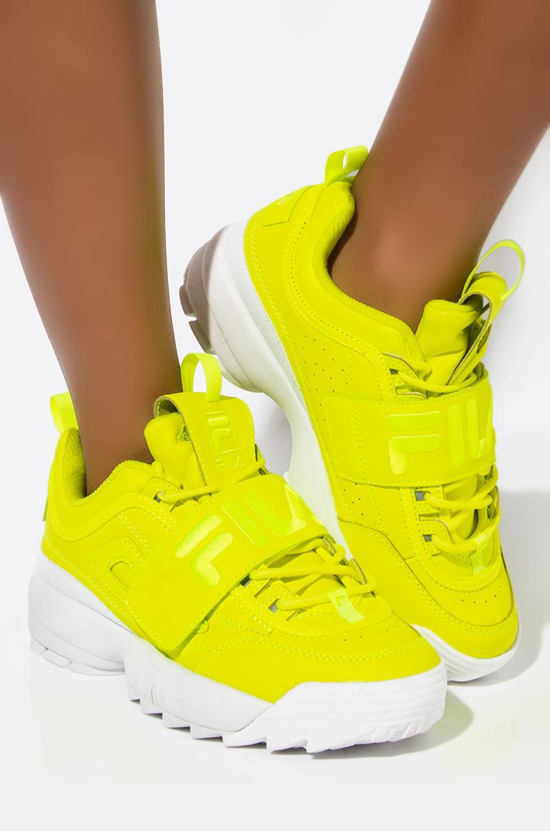 Fila Lace Womens Disruptor Ii Applique Chunky Sneaker In Neon Yellow - Lyst