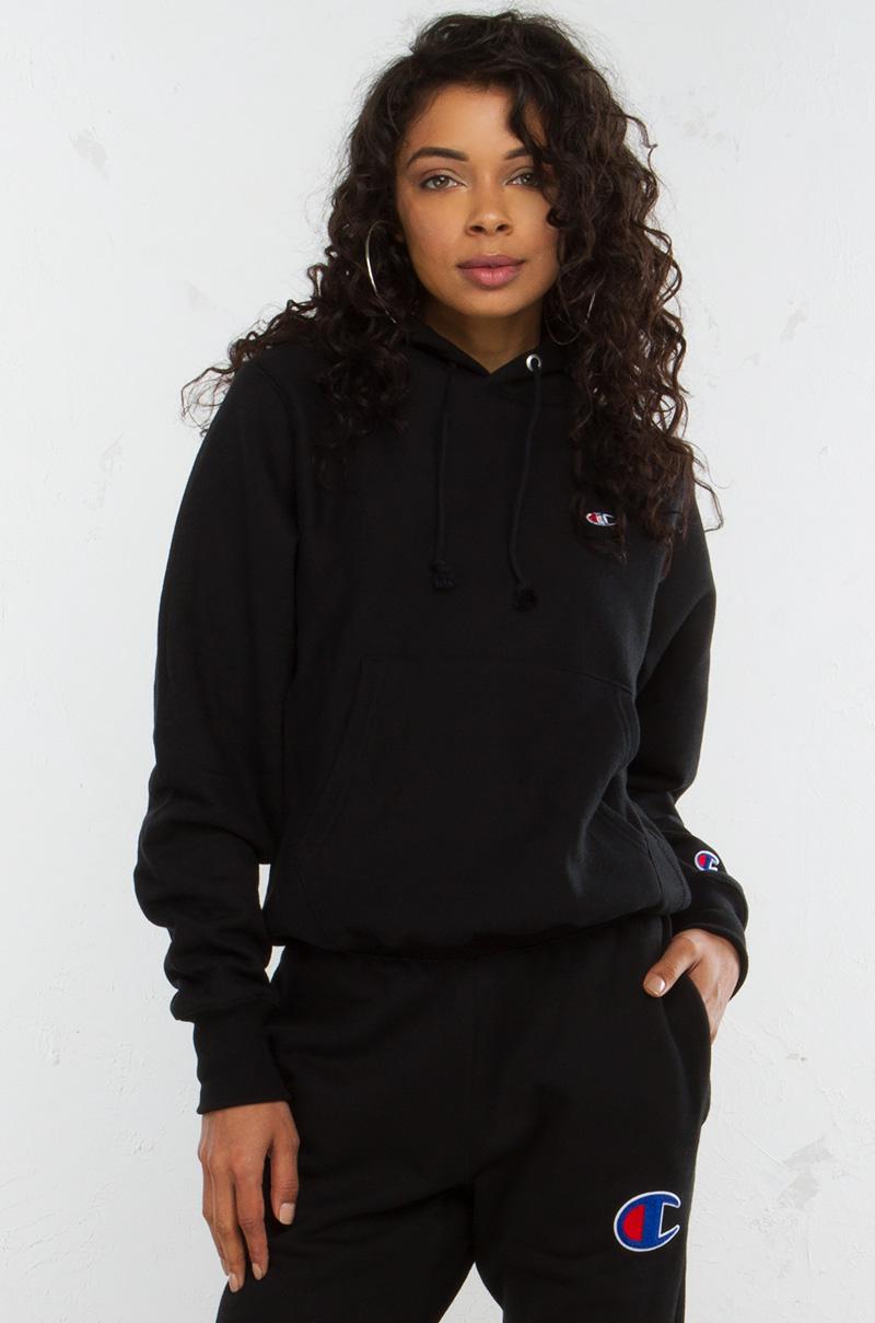 champion women's hoodie black