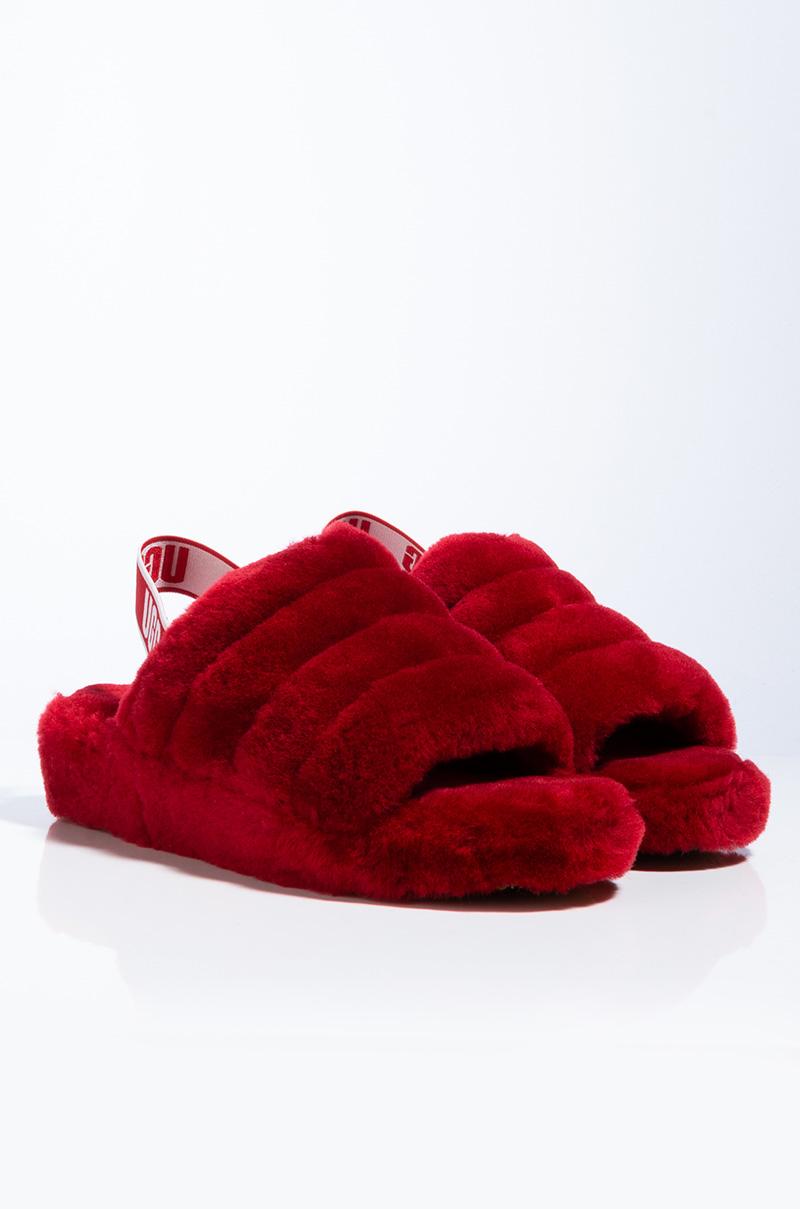 all red ugg slides