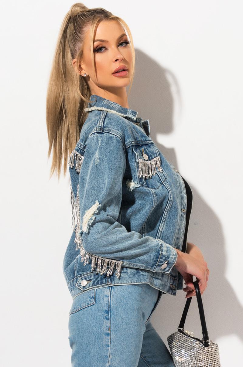 rhinestone embellished jean jacket