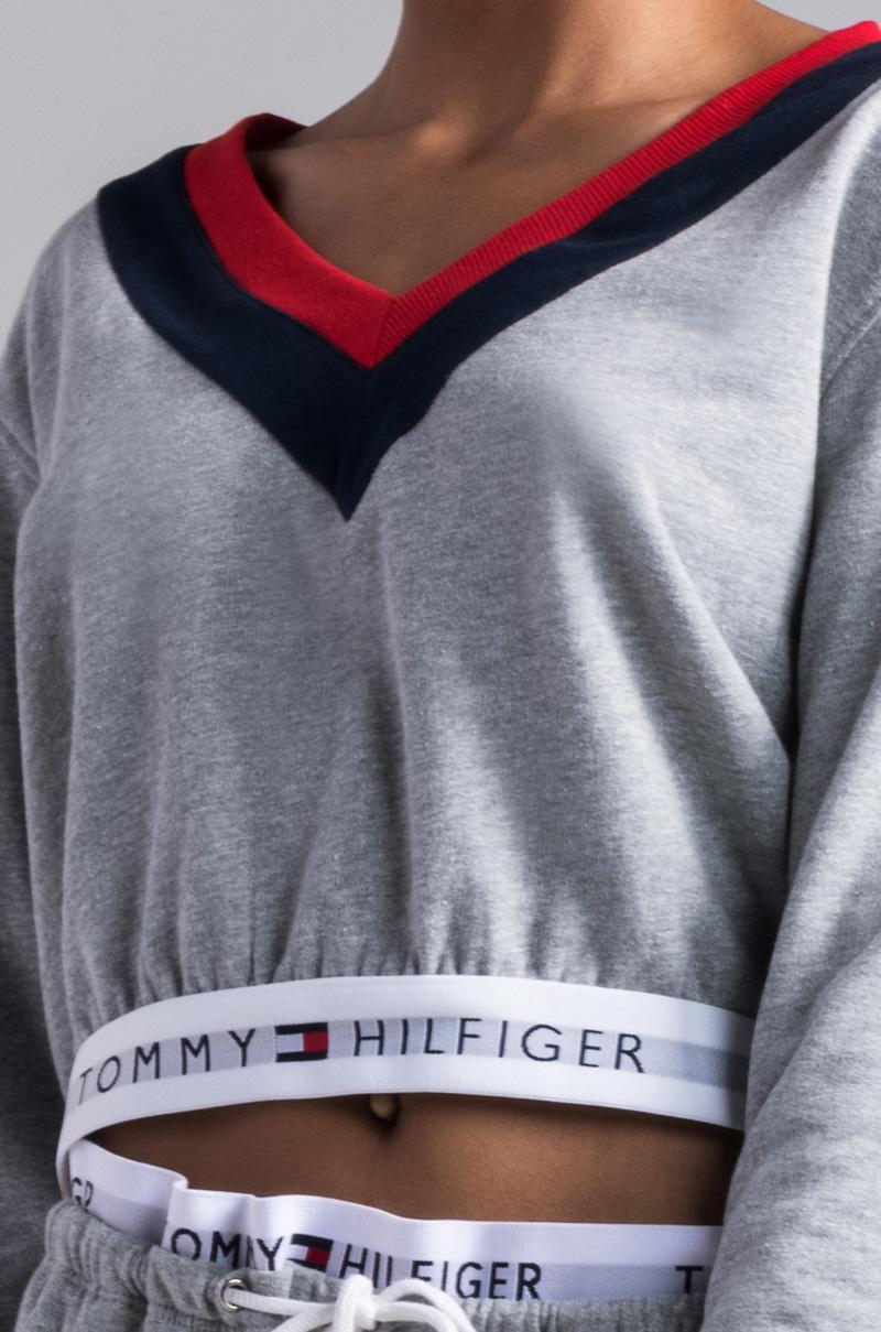 Tommy Hilfiger Cotton Retro Cropped Pull Over in Heather Grey (Gray) - Lyst