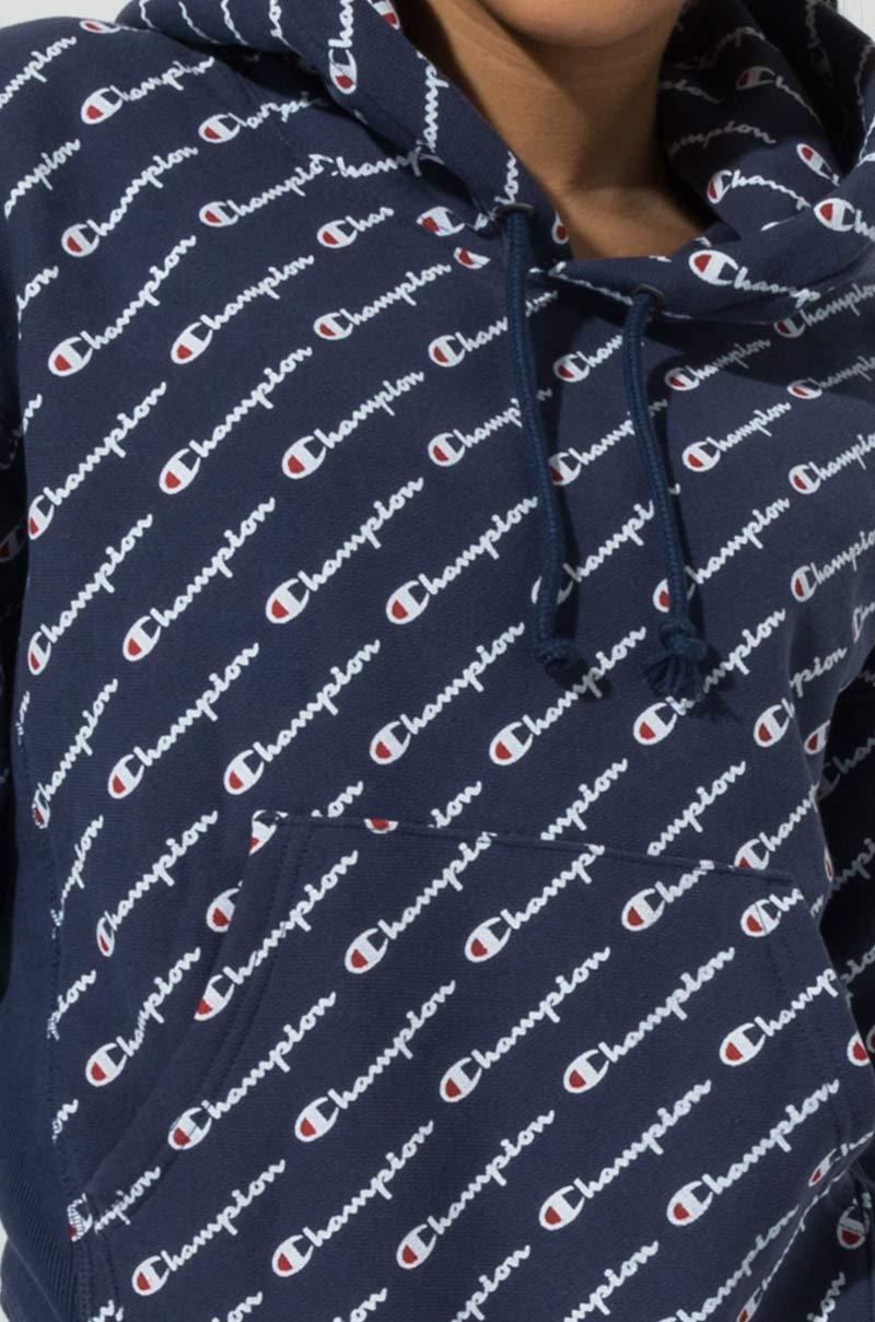 champion diagonal logo hoodie