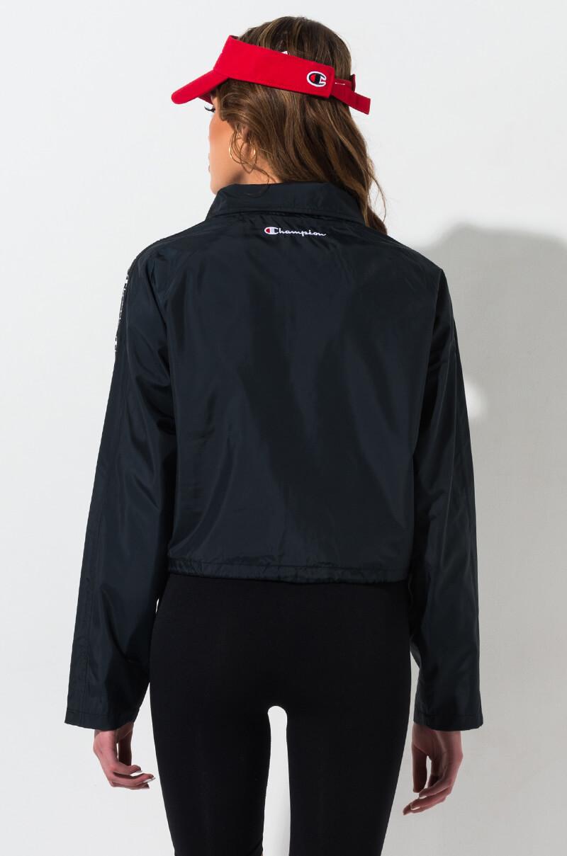 champion crop black coaches jacket