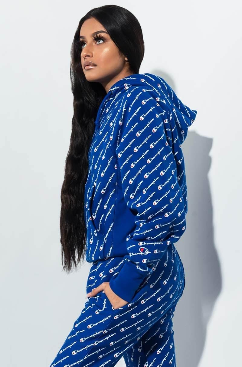 Champion reverse weave all over cursive script logo hoodie Clearance