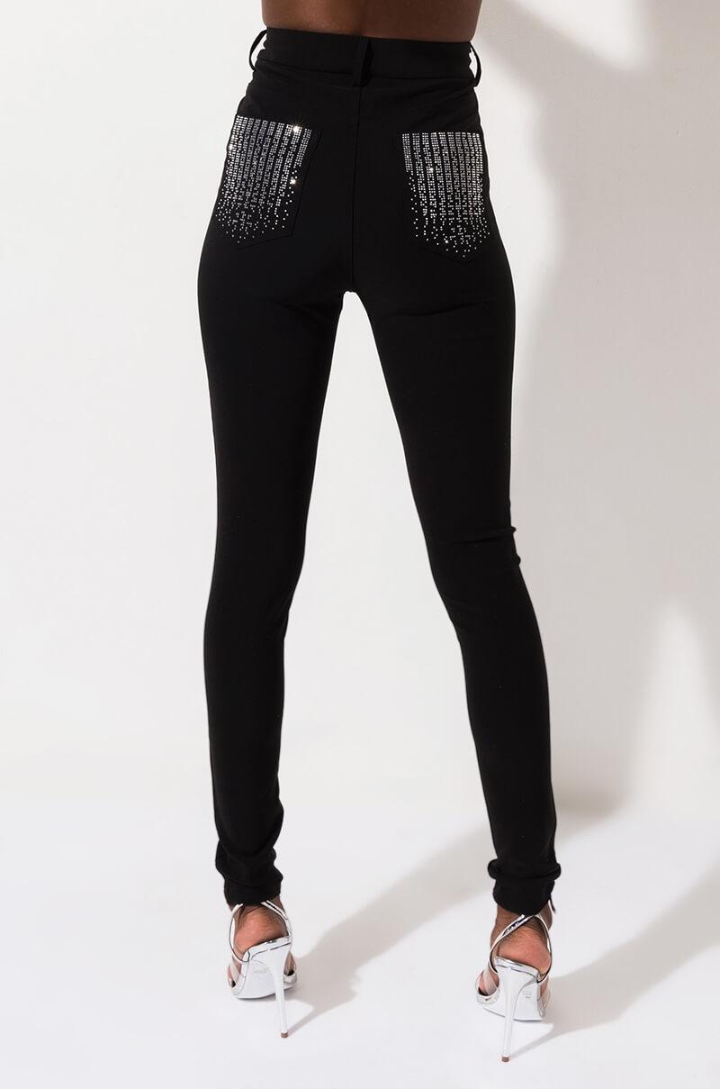 Rhinestone High Waisted Skinny Pants 