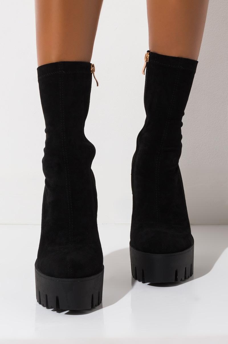 black platform boots suede