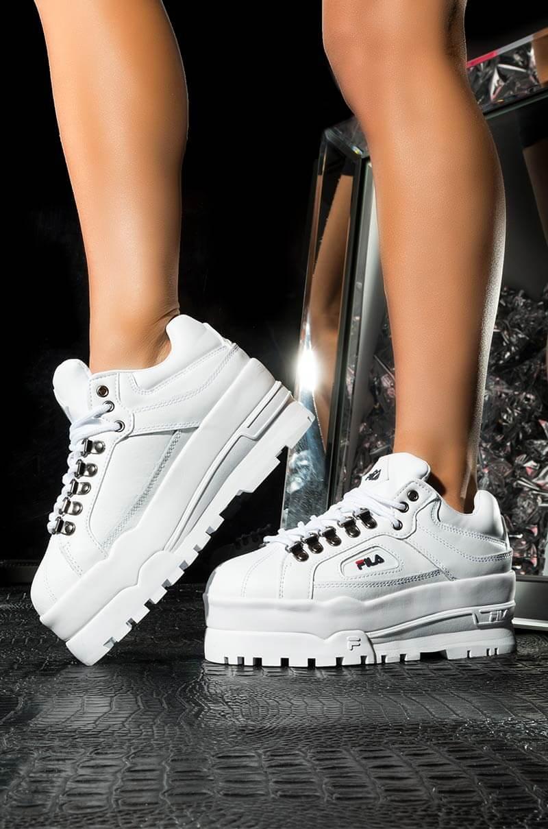 Fila Leather Trailblazer Wedge White Womens Platform Shoes - Lyst