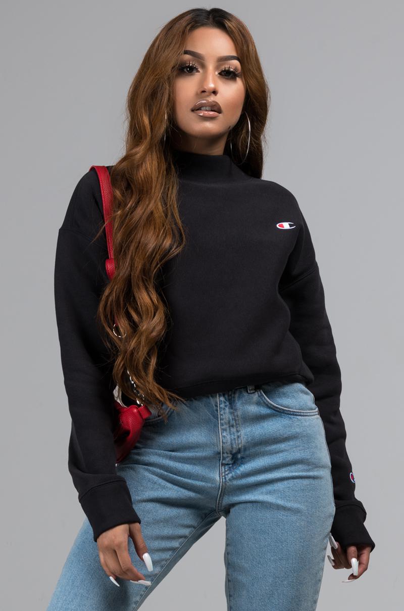 Download Champion Fleece Reverse Weave Mock Neck Cropped Sweatshirt ...