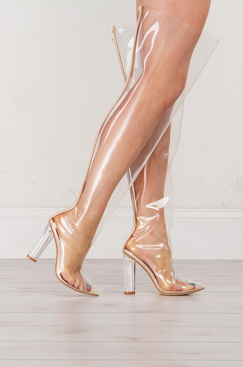 clear thigh boots