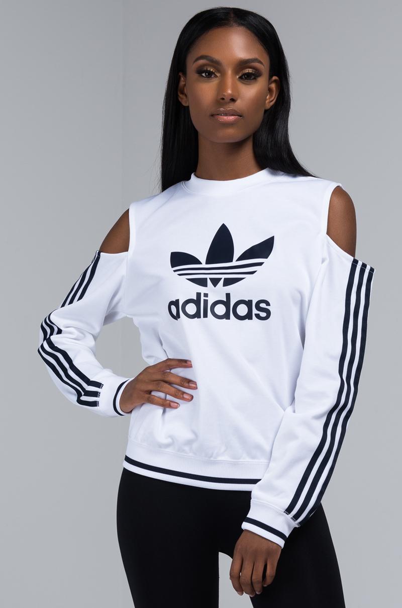 adidas Cotton Cutout Sweater in White - Lyst