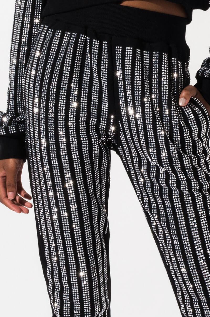 Black rhinestone joggers Clearance