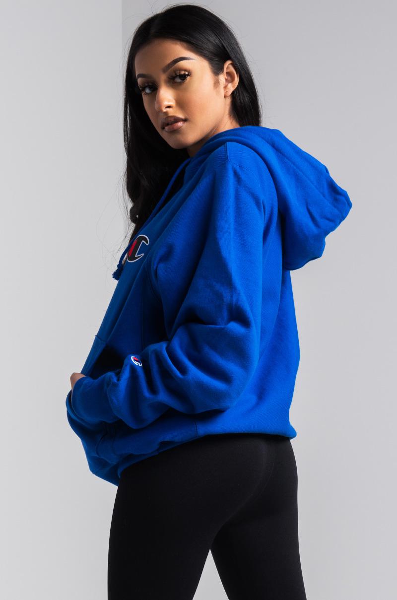 blue champion hoodie women's