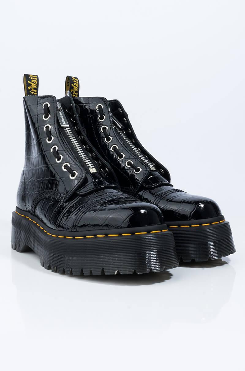 dr martens womens sinclair patent lamper croc zipper bootie