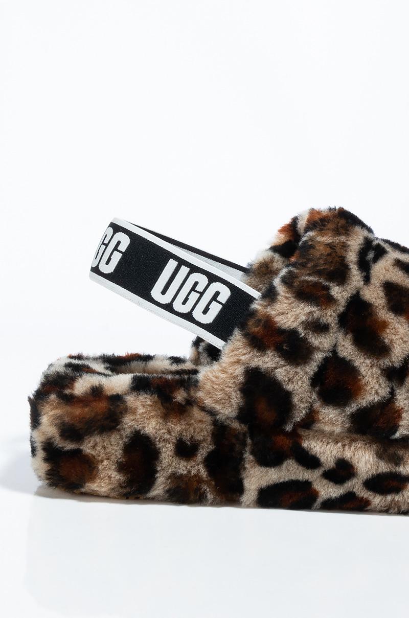 UGG Rubber Fluff Yeah Leopard-print Sheepskin Slingback Slippers in Brown -  Lyst